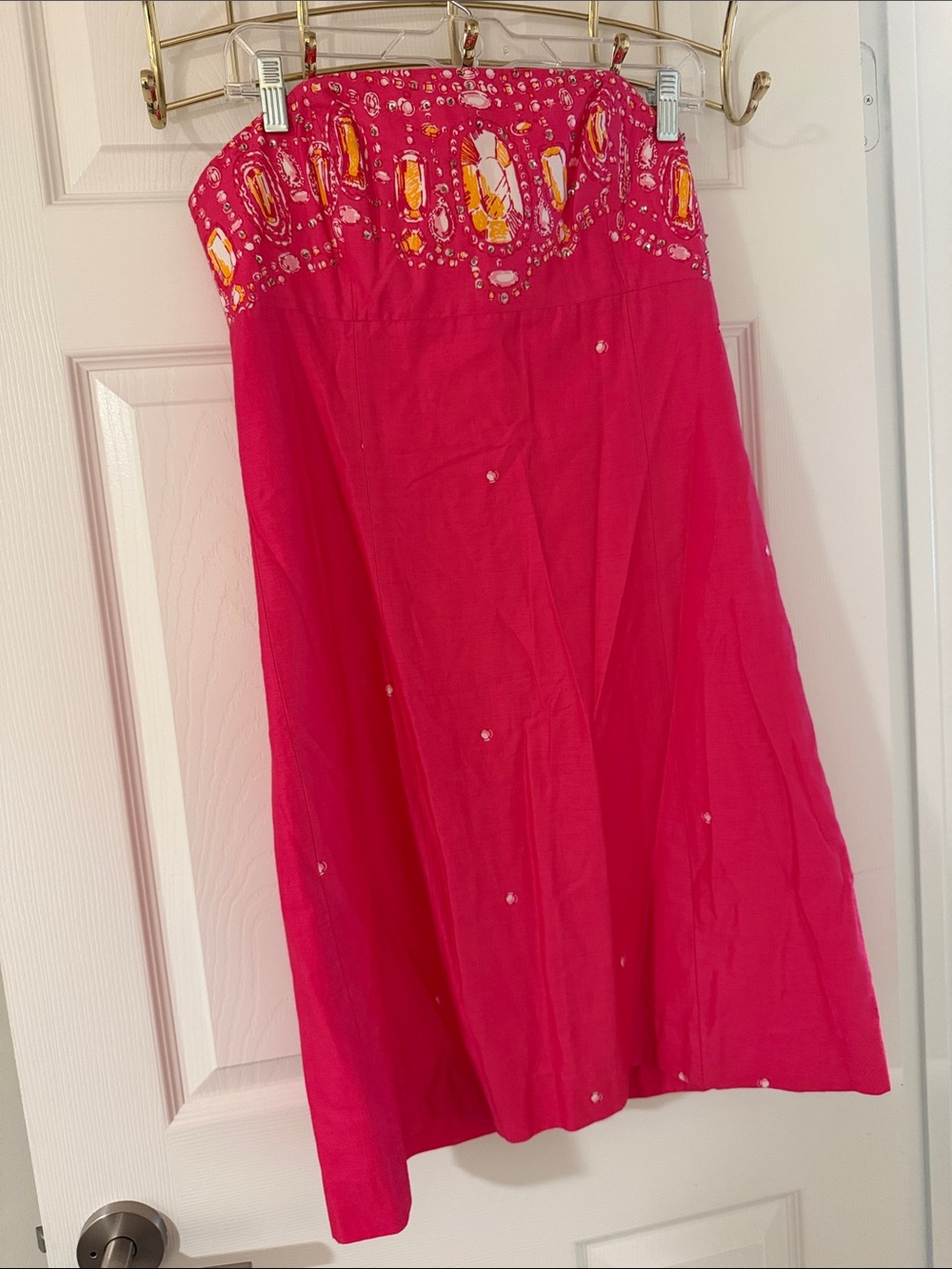 Lilly Pulitzer Strapless Hot Pink Embellished Dress